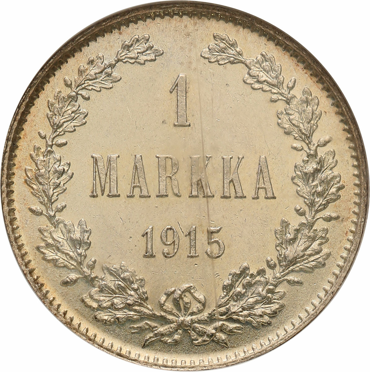Rosja / Finlandia. Mikołaj II. 1 markka 1915 S, Helsinki NGC MS64